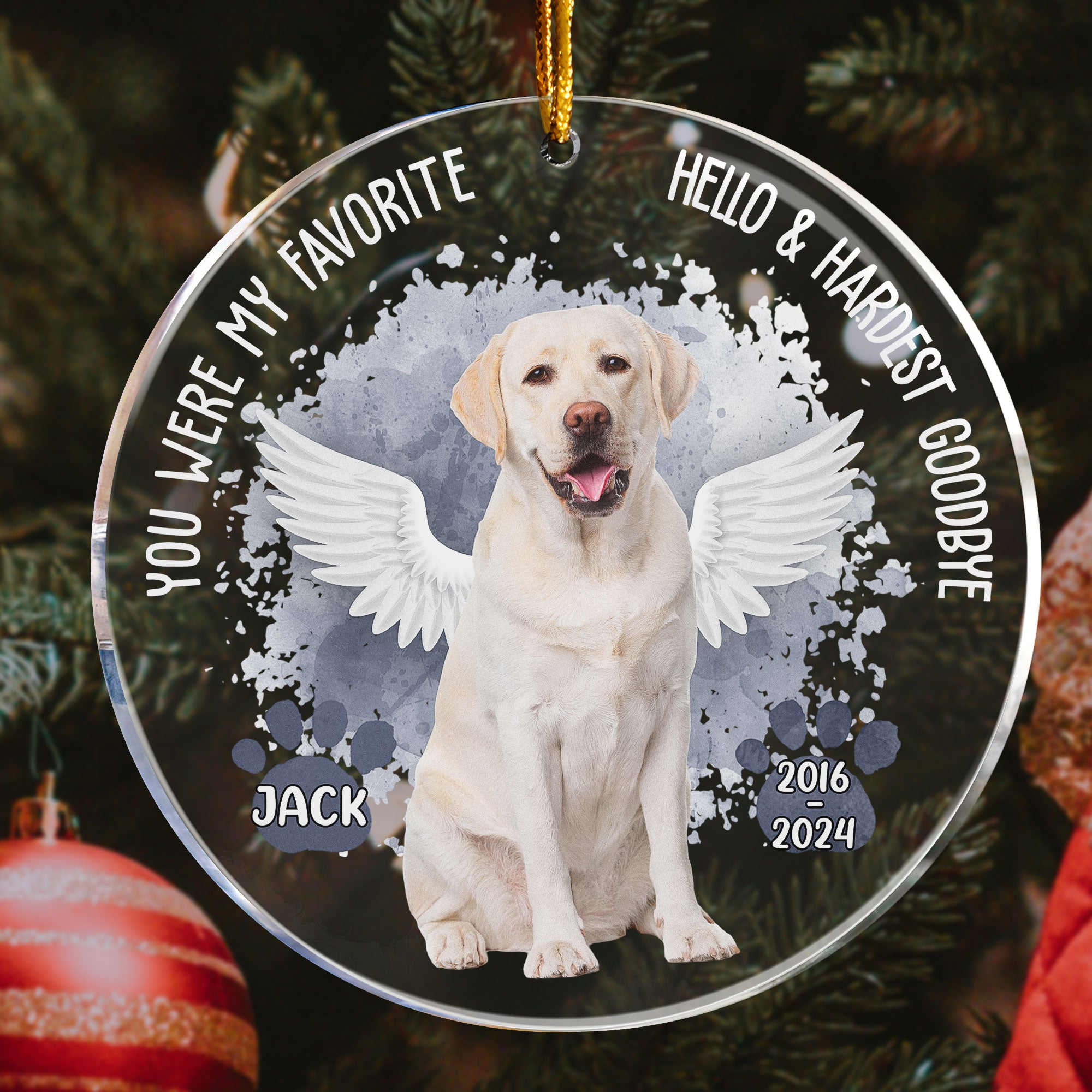 My Favorite Hello & Hardest Goodbye - Personalized Acrylic Photo Ornament