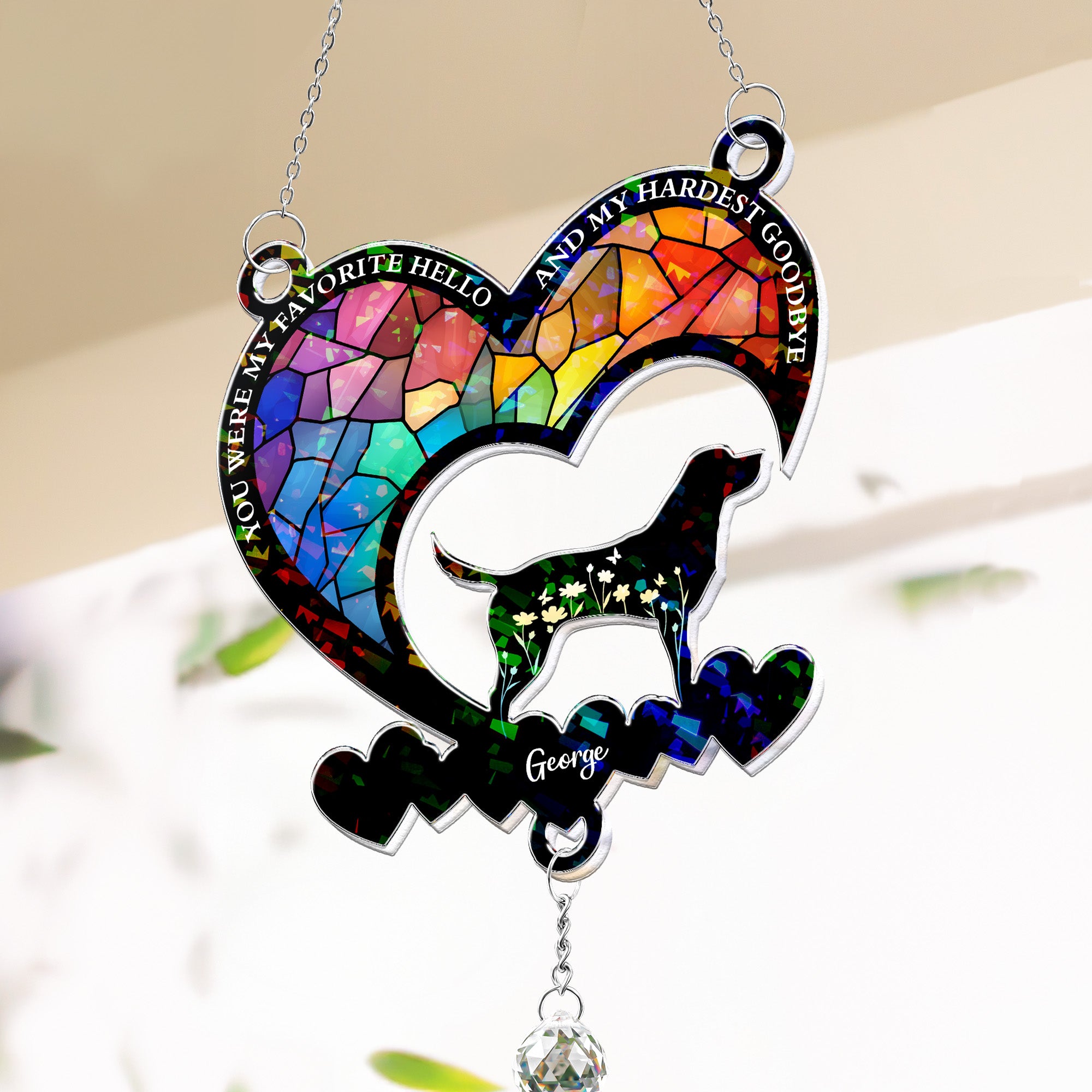 My Favorite Hello & Hardest Goodbye - Personalized Acrylic Suncatcher With Crystal Ball Prism
