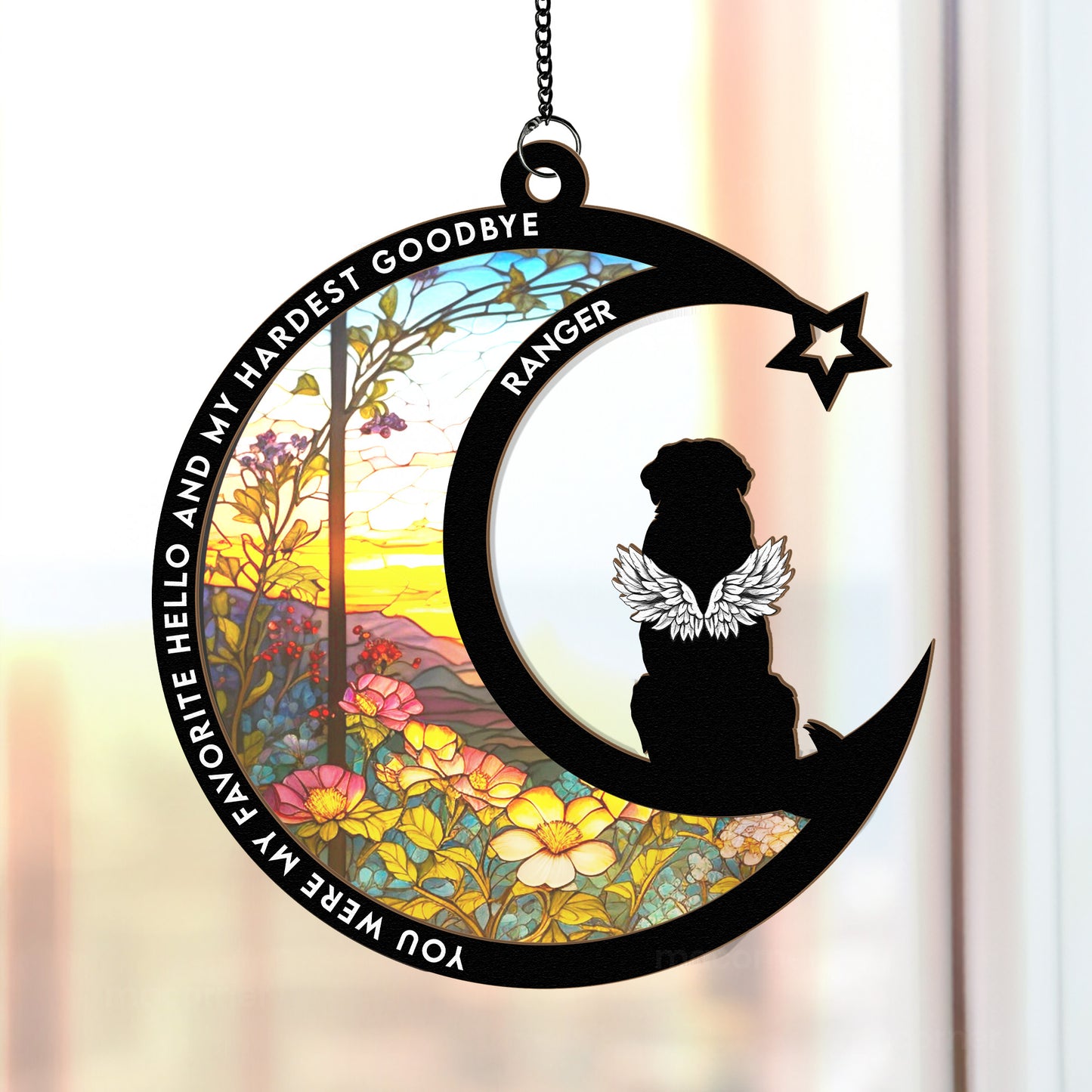 My Favorite Hello & Hardest Goodbye - Personalized Window Hanging Suncatcher Ornament