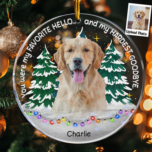 My Favorite Hello & Hardest Goodbye Pet Loss - Personalized Acrylic Photo Ornament