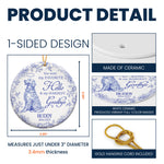 My Favorite Hello & Hardest Goodbye Toile De Jouy - Personalized Ceramic Ornament