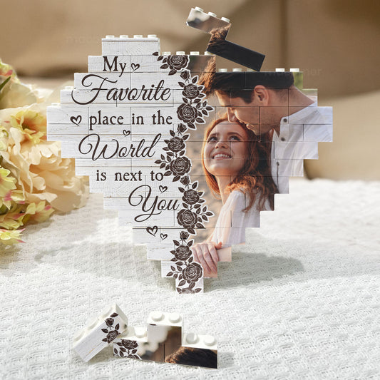 My Favorite Place In The World Is Next To You - Personalized Photo Building Brick