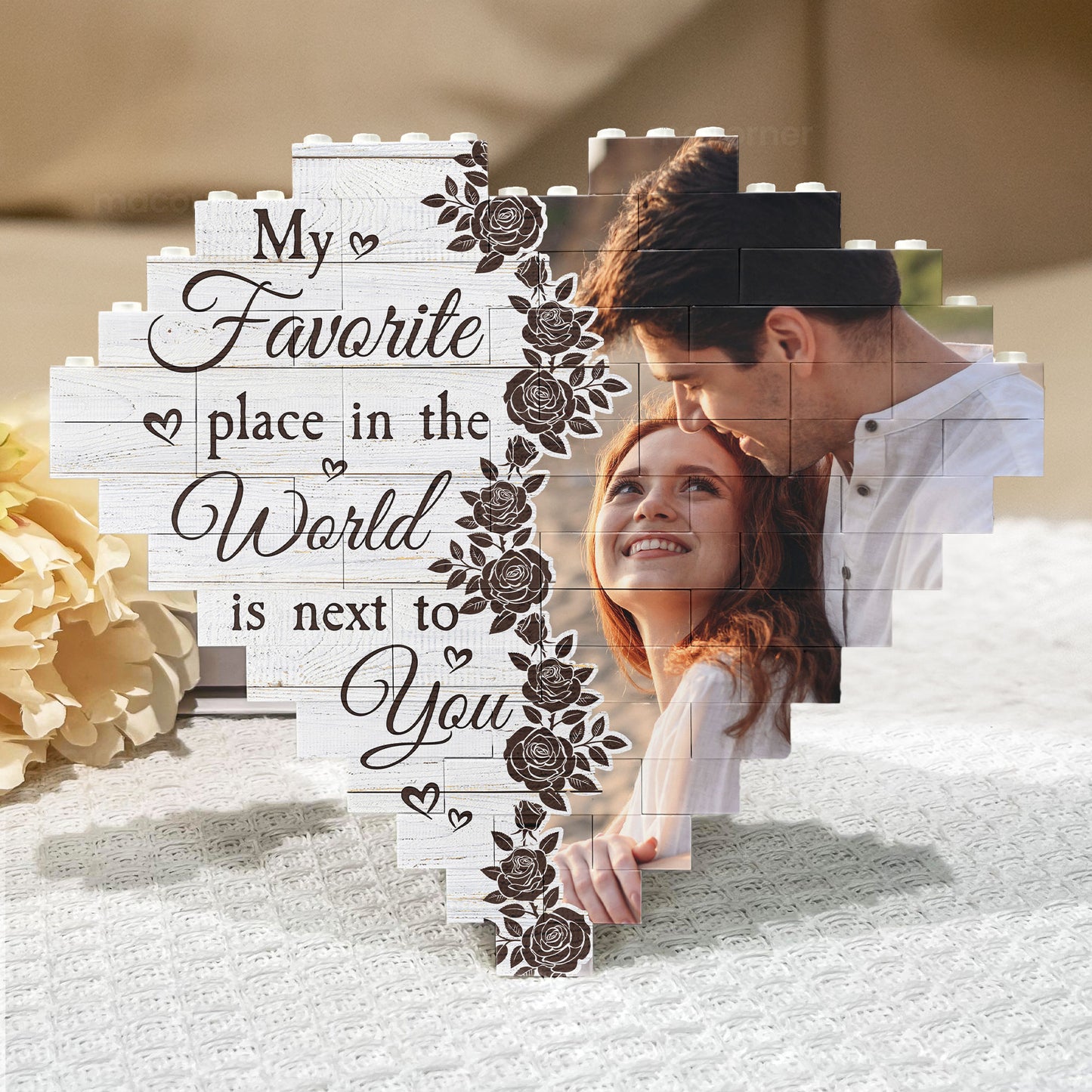 My Favorite Place In The World Is Next To You - Personalized Photo Building Brick