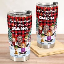 My Favorite People Call Me Grandma Festive Buffalo Plaid - Personalized Tumbler Cup