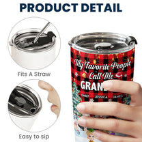 My Favorite People Call Me Grandma Festive Buffalo Plaid - Personalized Tumbler Cup