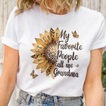 My Favorite People Call Me Grandma Leopard Sunflower - Personalized Shirt