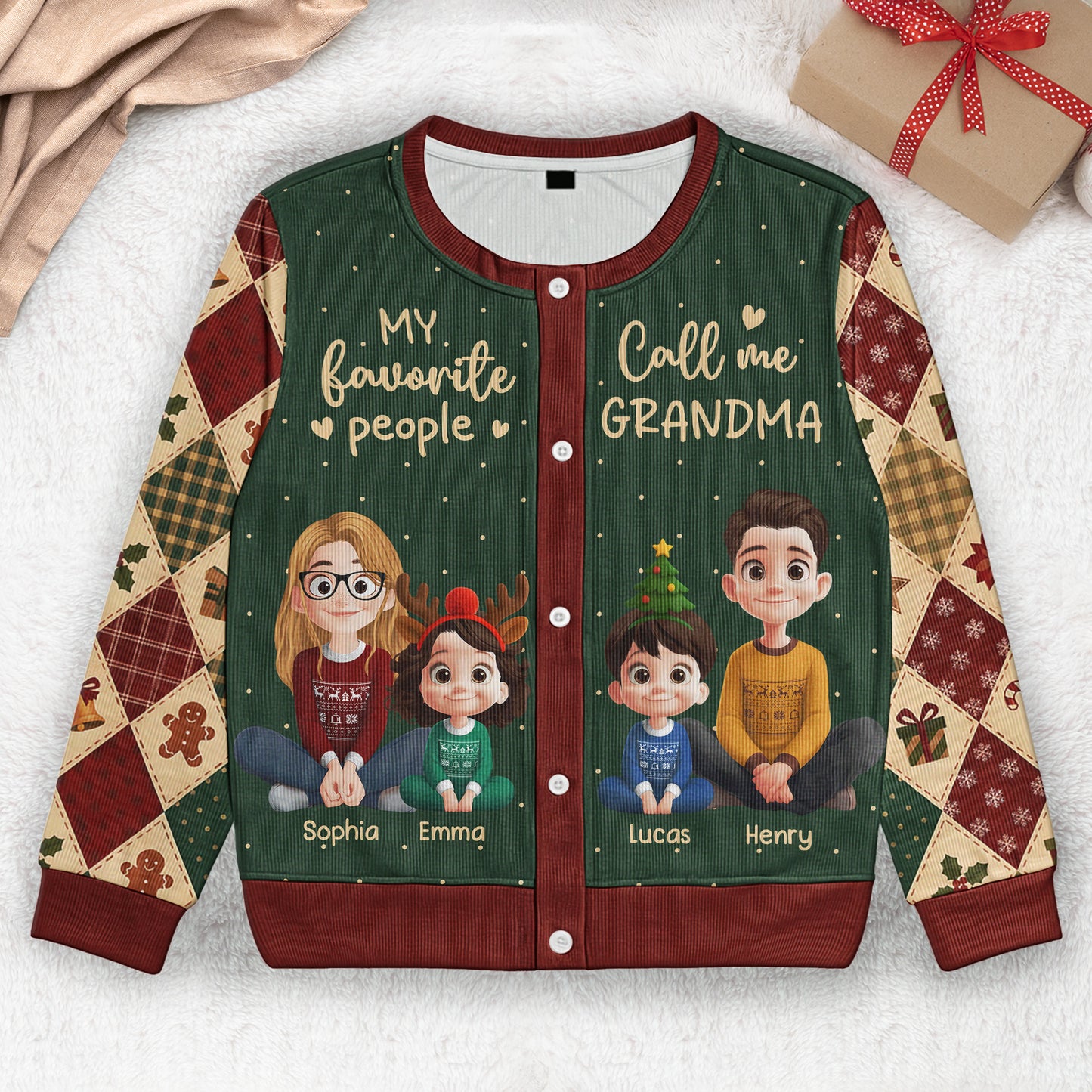 My Favorite People Call Me Grandma - Personalized Crewneck Cardigan