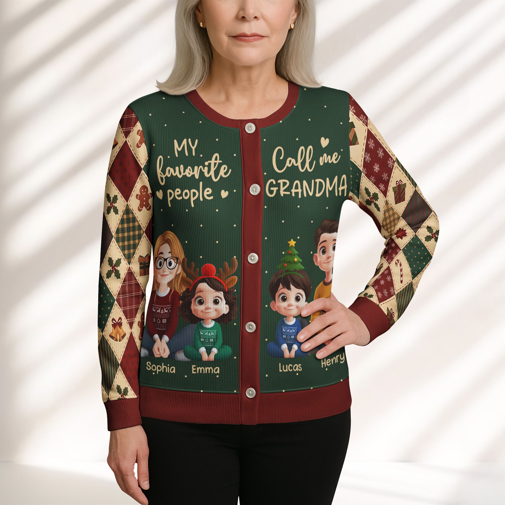 My Favorite People Call Me Grandma - Personalized Crewneck Cardigan
