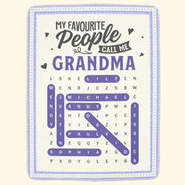 My Favorite People Call Me Grandma Word Search Puzzle - Personalized Blanket