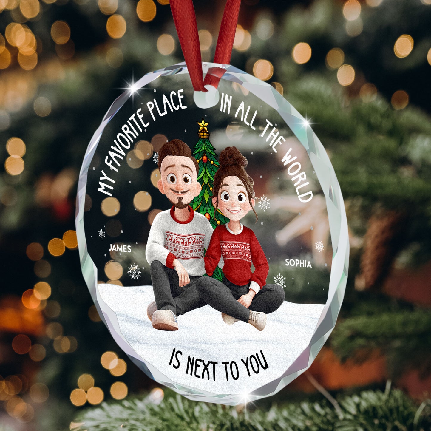 My Favorite Place In All The World - Personalized Glass Ornament