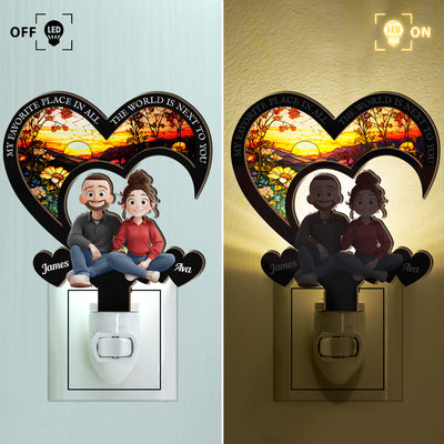 My Favorite Place In All The World - Personalized Wood And Acrylic Night Light