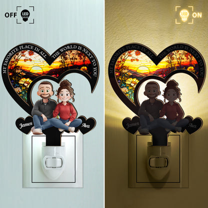 My Favorite Place In All The World - Personalized Wood And Acrylic Night Light