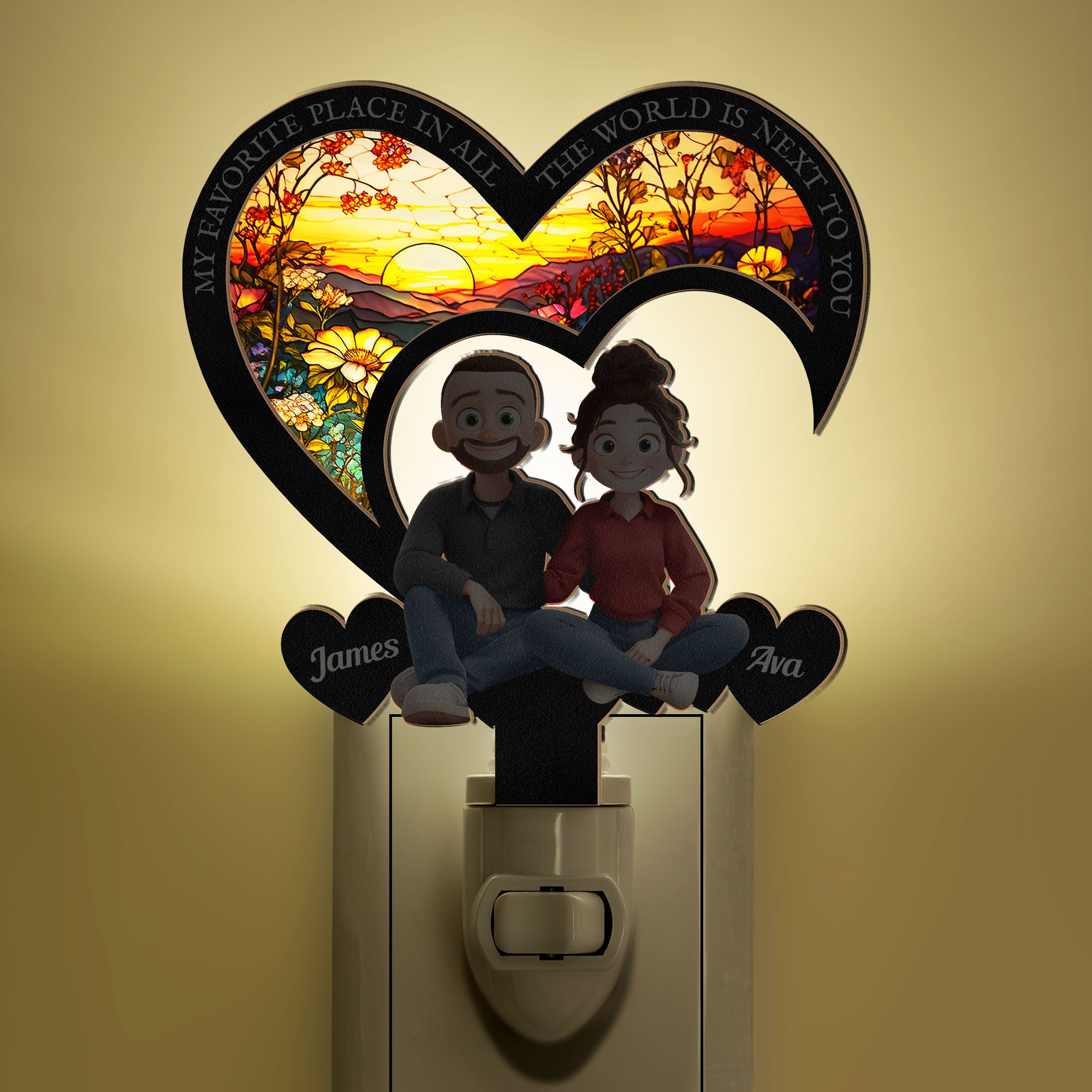 My Favorite Place In All The World - Personalized Wood And Acrylic Night Light