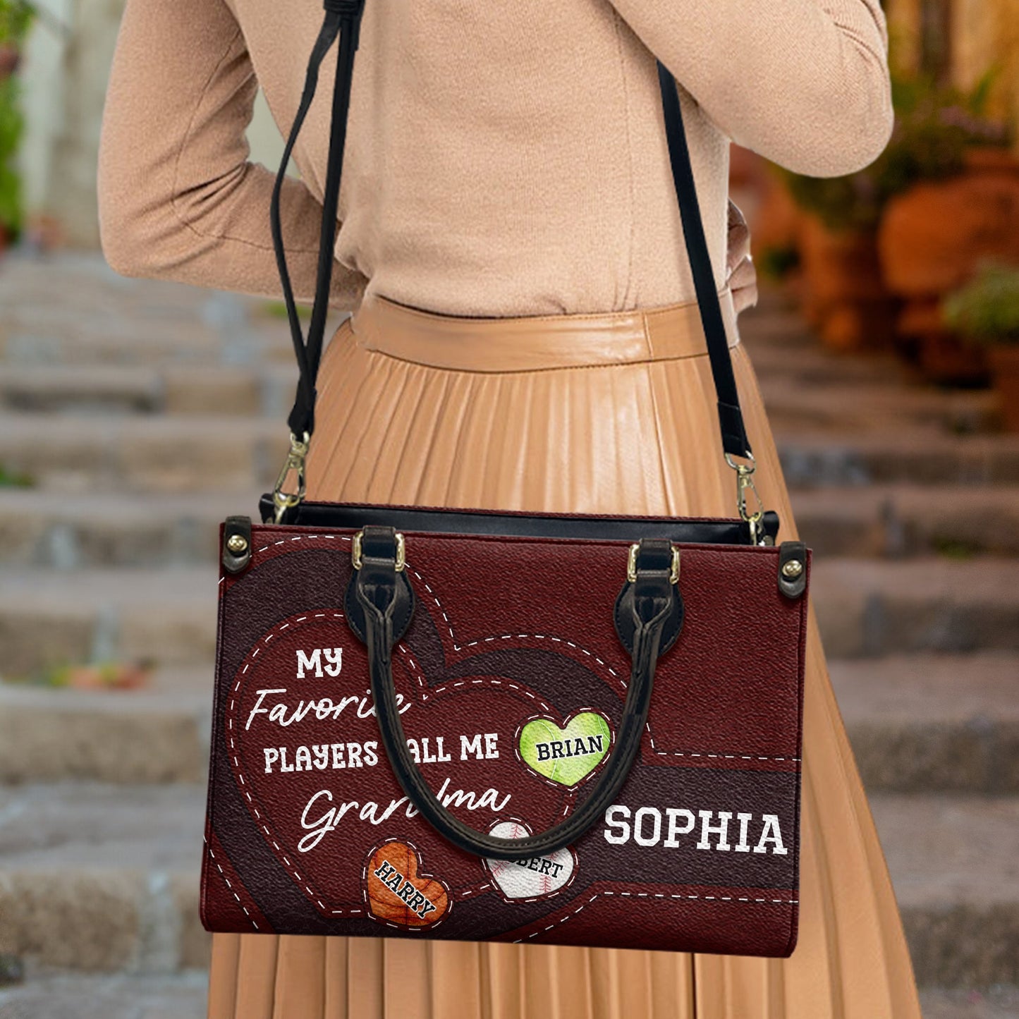 My Favorite Players Call Me Grandma - Personalized Leather Bag