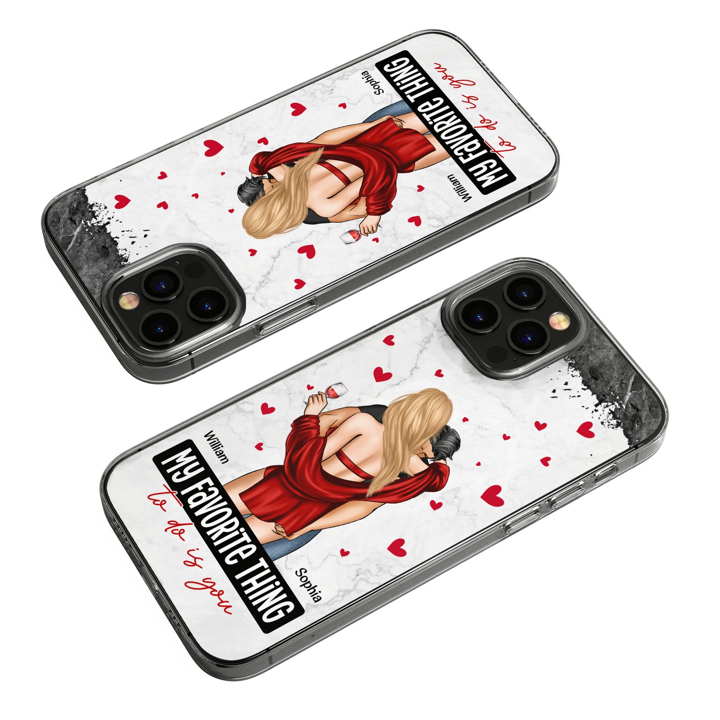 My Favorite Thing To Do Is You Couples - Personalized Clear Phone Case