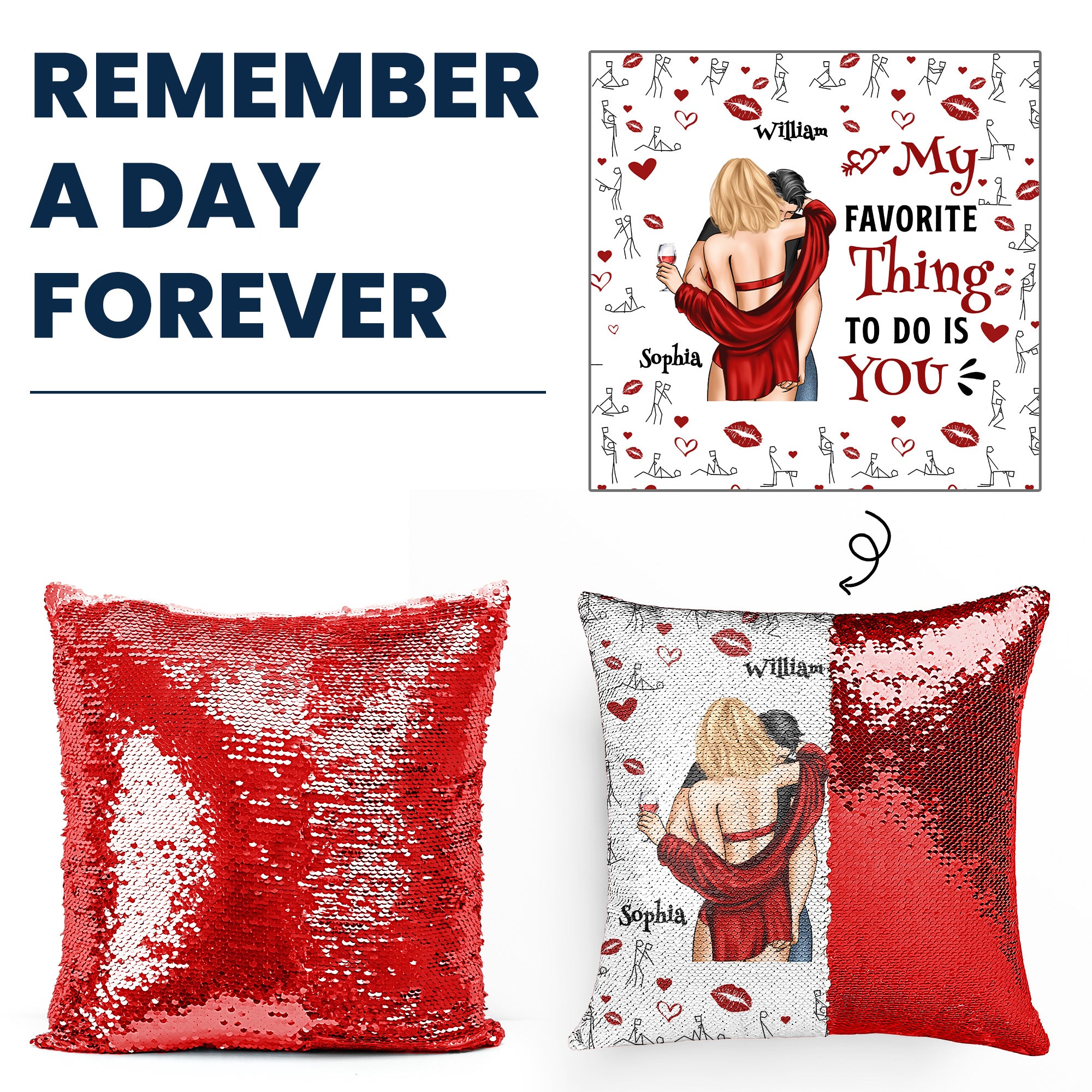 My Favorite Thing To Do Is You - Custom Sequin Pillow