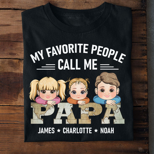 My Favourite People Call Me Papa Vintage Map Father's Day - Personalized Shirt