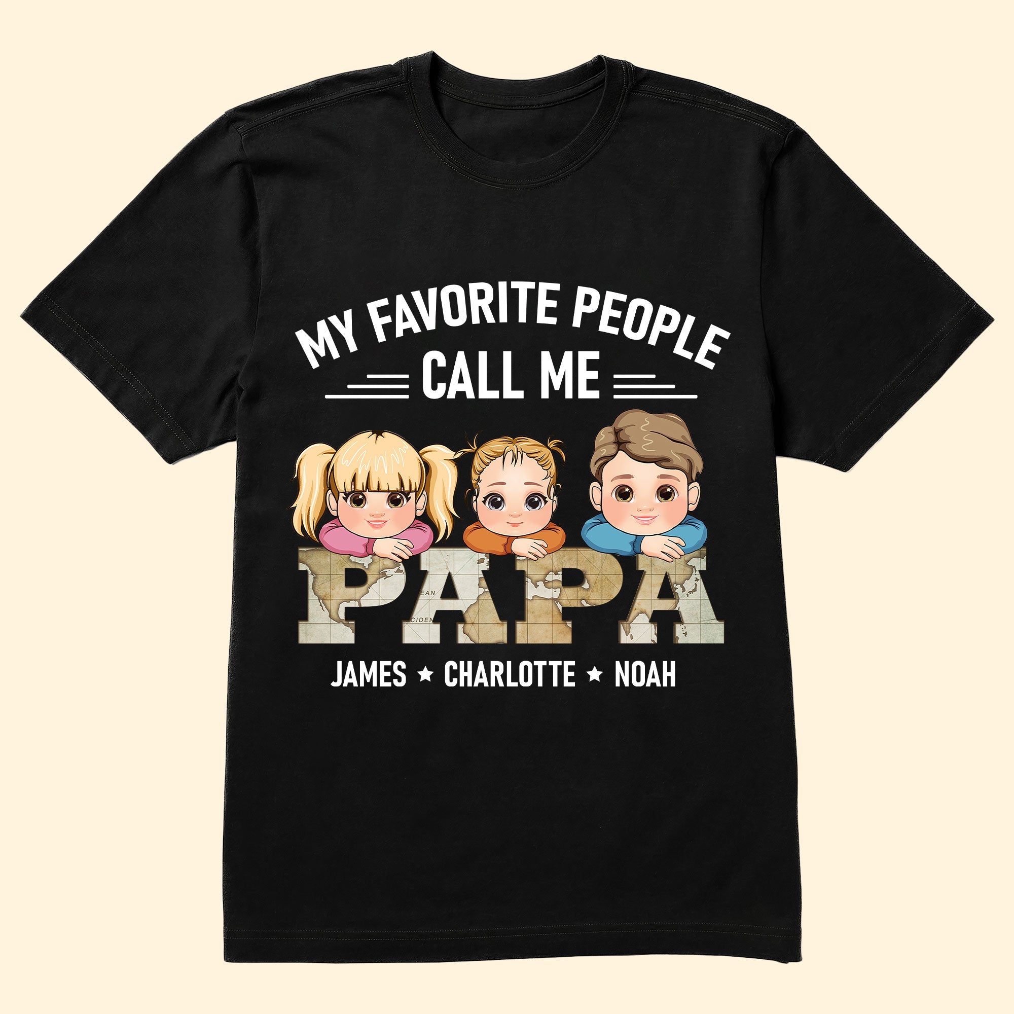My Favourite People Call Me Papa Vintage Map Father's Day - Personalized Shirt