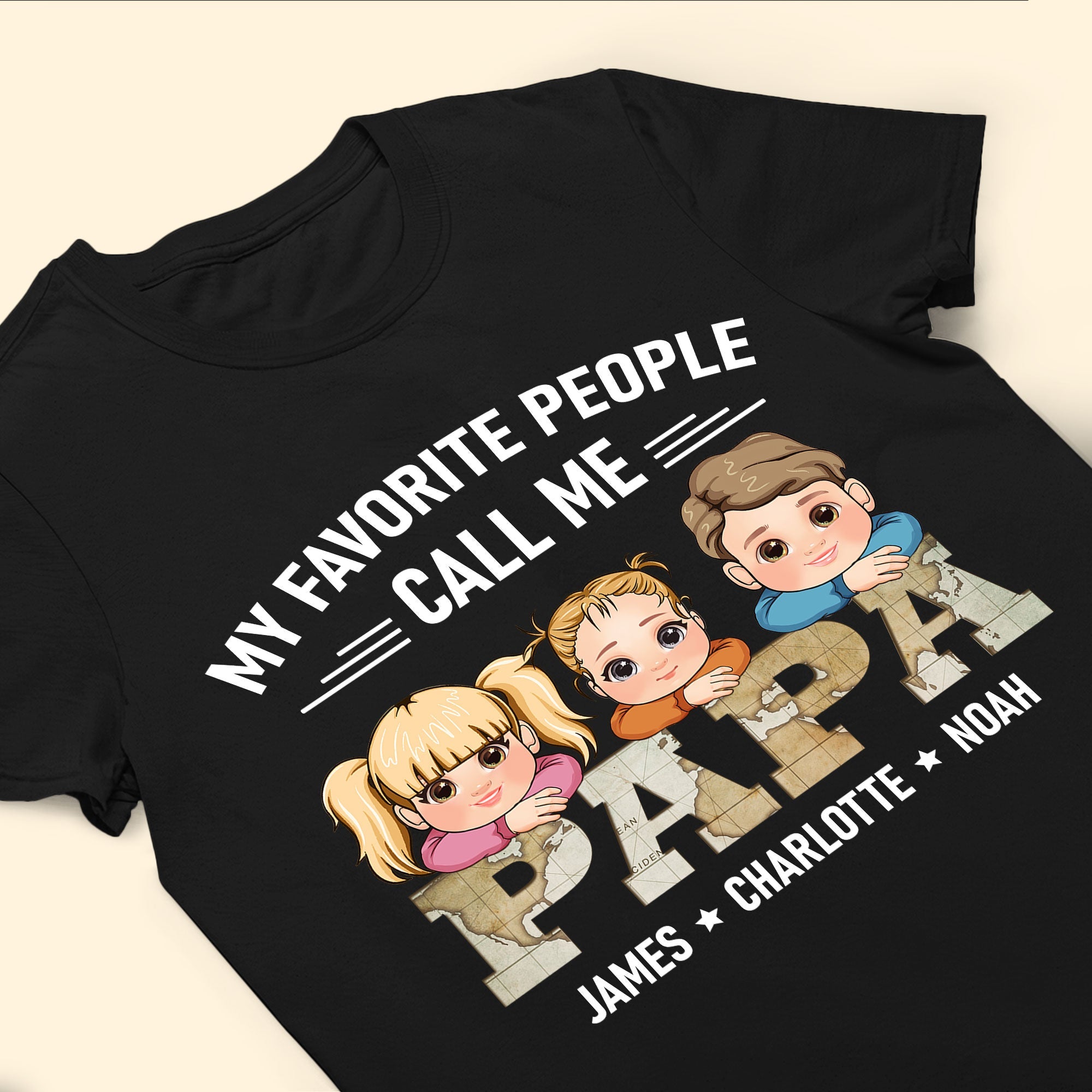 My Favourite People Call Me Papa Vintage Map Father's Day - Personalized Shirt