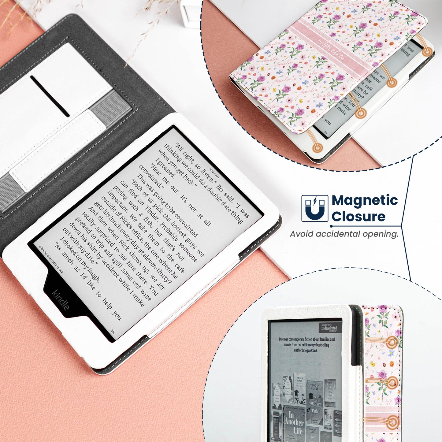 My Flower Birthday Custom Name - Personalized Kindle Paperwhite Case With Stand