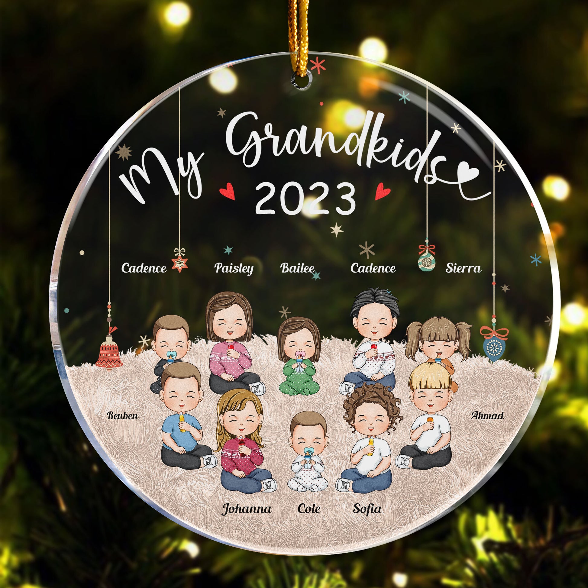 My Grandkids - Up To 10 Kids - Personalized Circle Acrylic Ornament –  Macorner