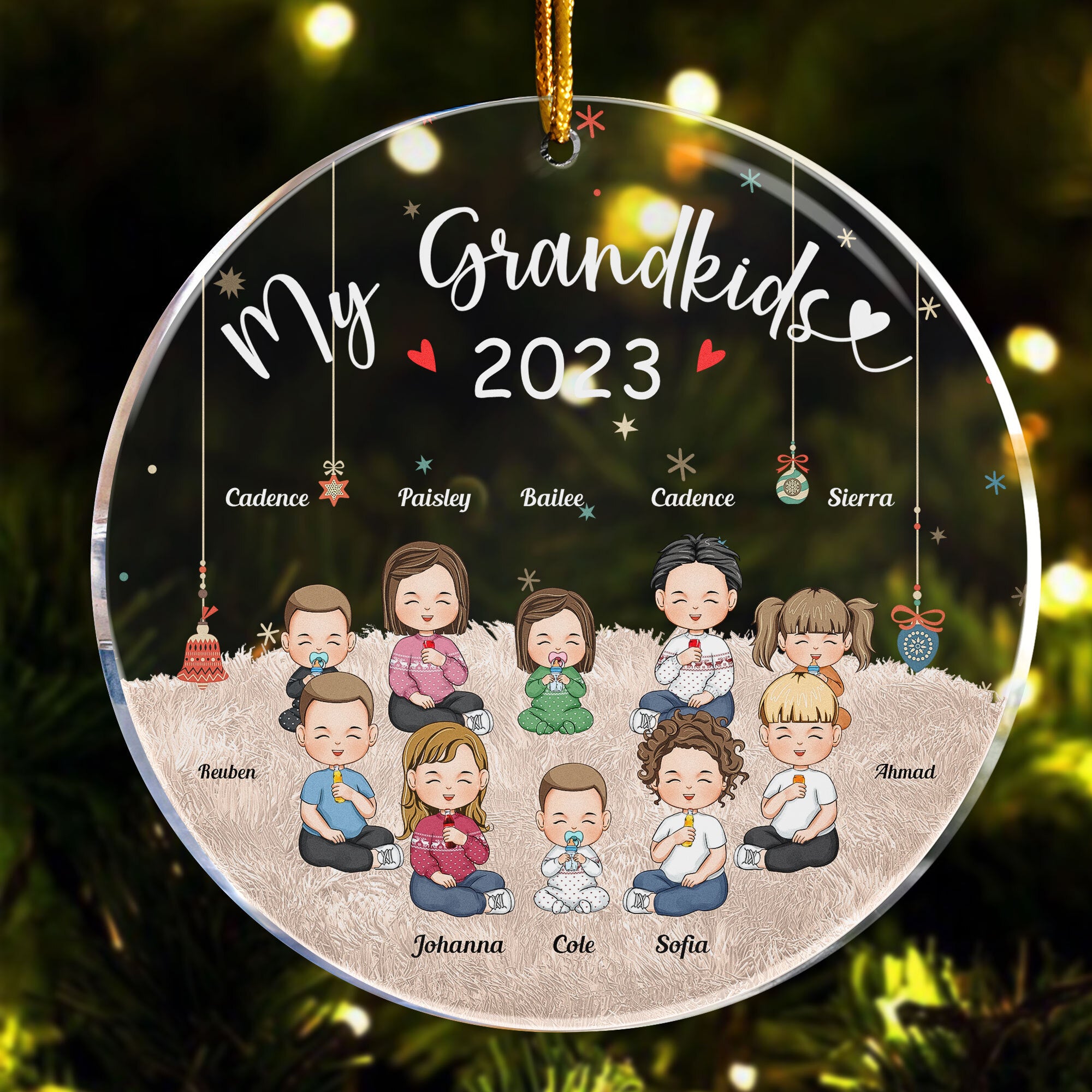 My Grandkids - Up To 10 Kids - Personalized Circle Acrylic Ornament –  Macorner