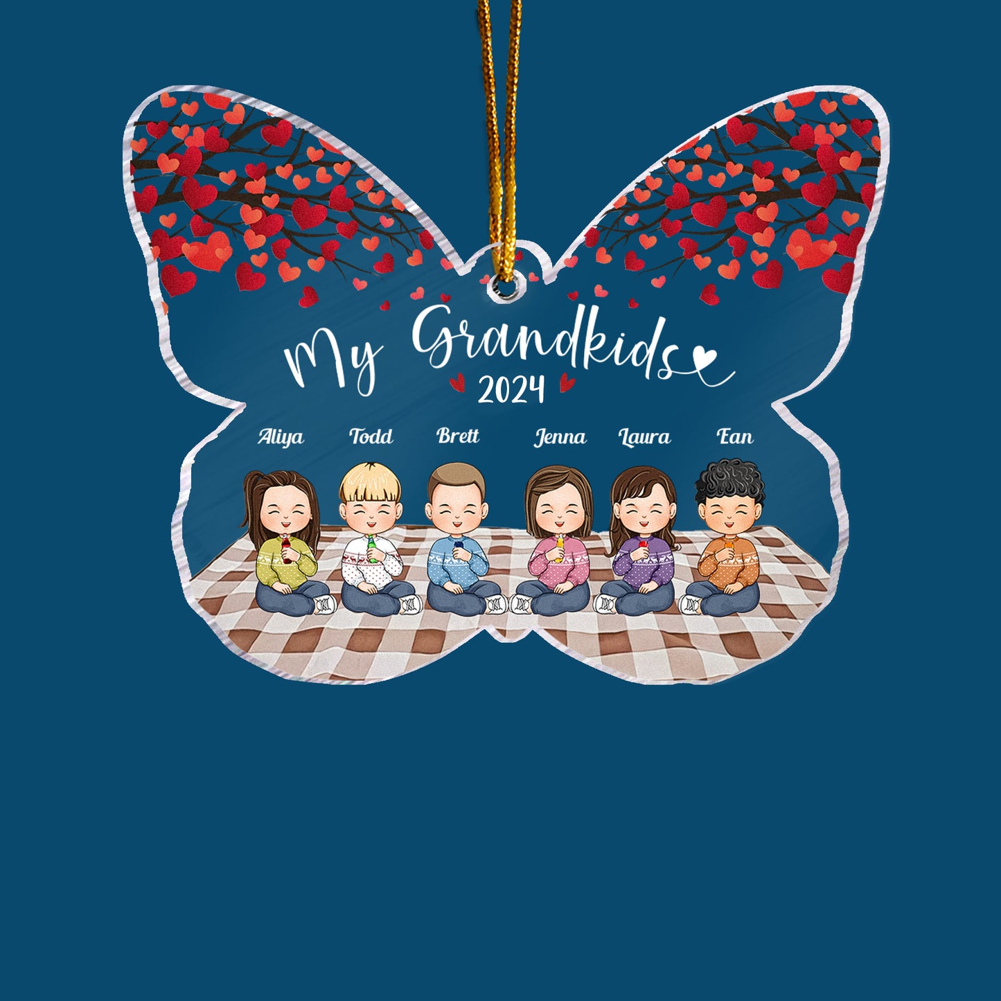 My Grandkids 2024 - Personalized Butterfly Shaped Acrylic Ornament