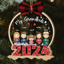 My Grandkids 2024 - Personalized Wood And Acrylic Ornament