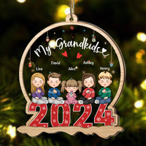 My Grandkids 2024 - Personalized Wood And Acrylic Ornament