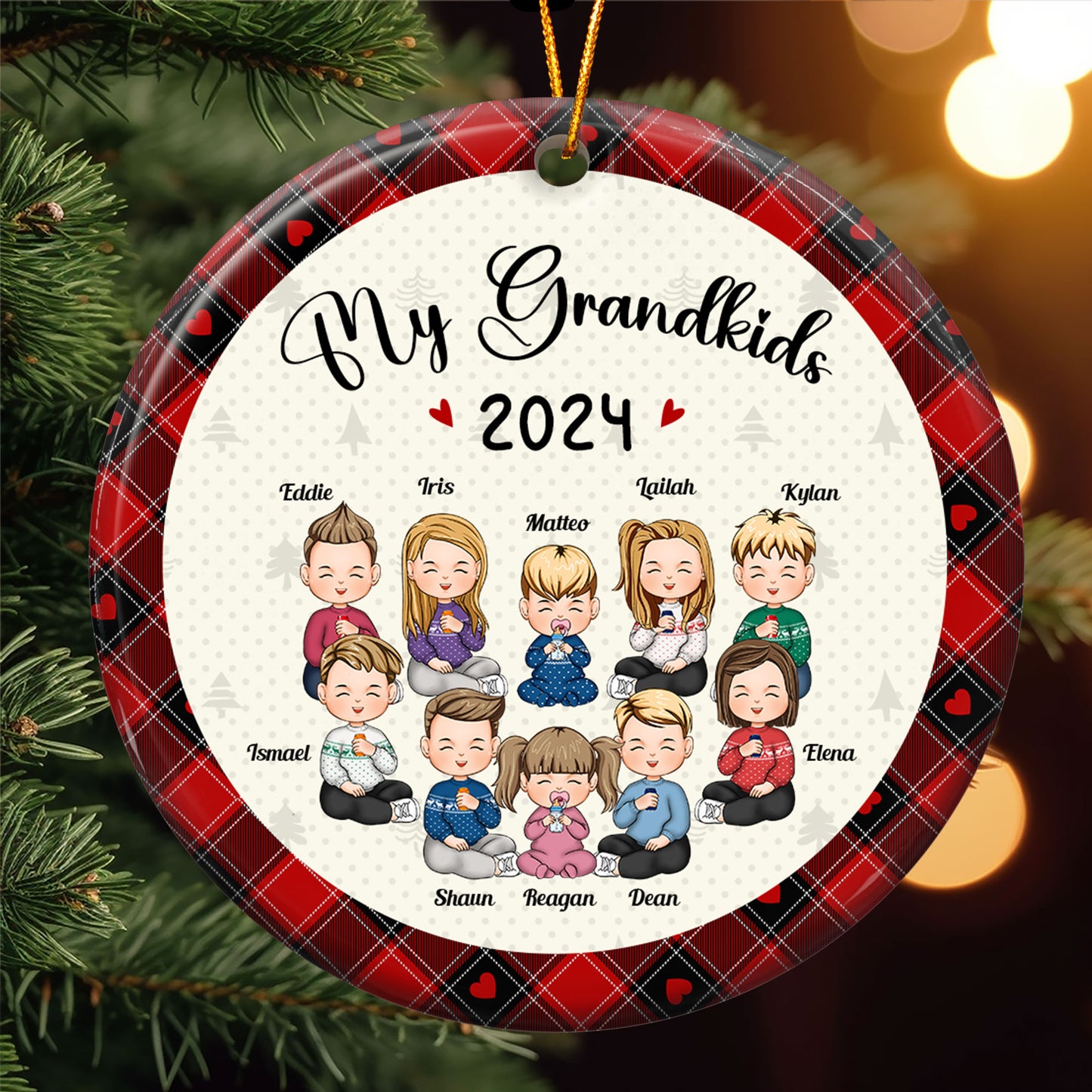 My Grandkids - 2024 Version - Personalized Ceramic Ornament