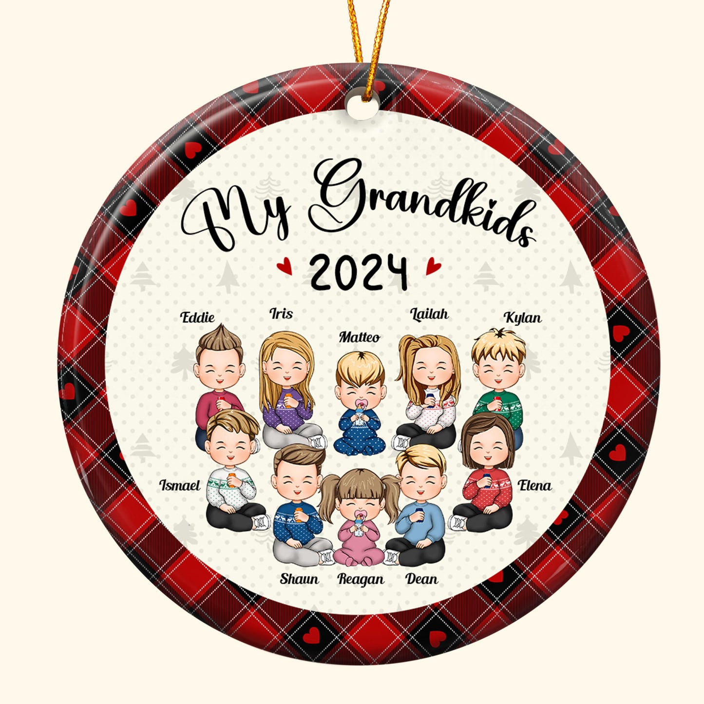 My Grandkids - 2024 Version - Personalized Ceramic Ornament