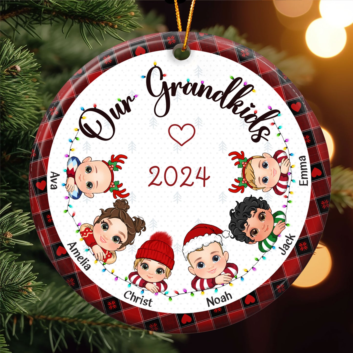 My Grandkids Christmas 2024 - Personalized Ceramic Ornament