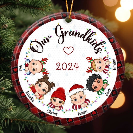 My Grandkids Christmas 2024 - Personalized Ceramic Ornament