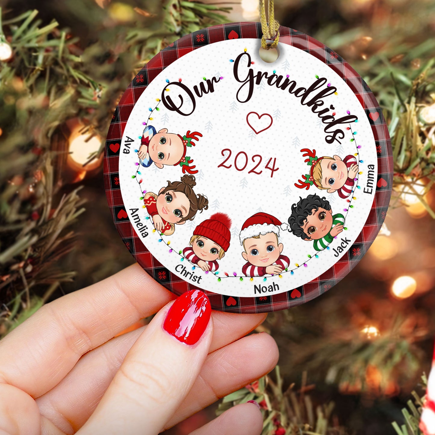 My Grandkids Christmas 2024 - Personalized Ceramic Ornament