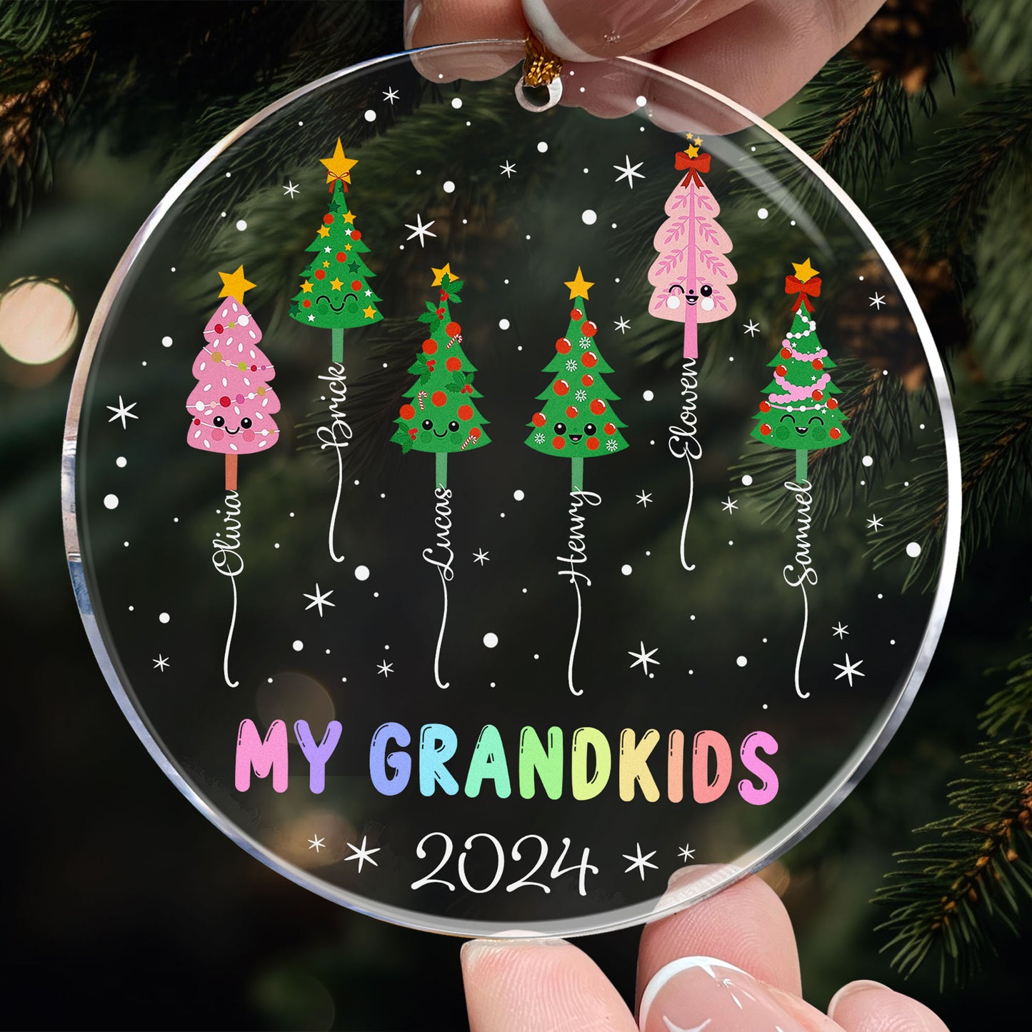 My Grandkids Christmas Tree With Names - Personalized Acrylic Ornament