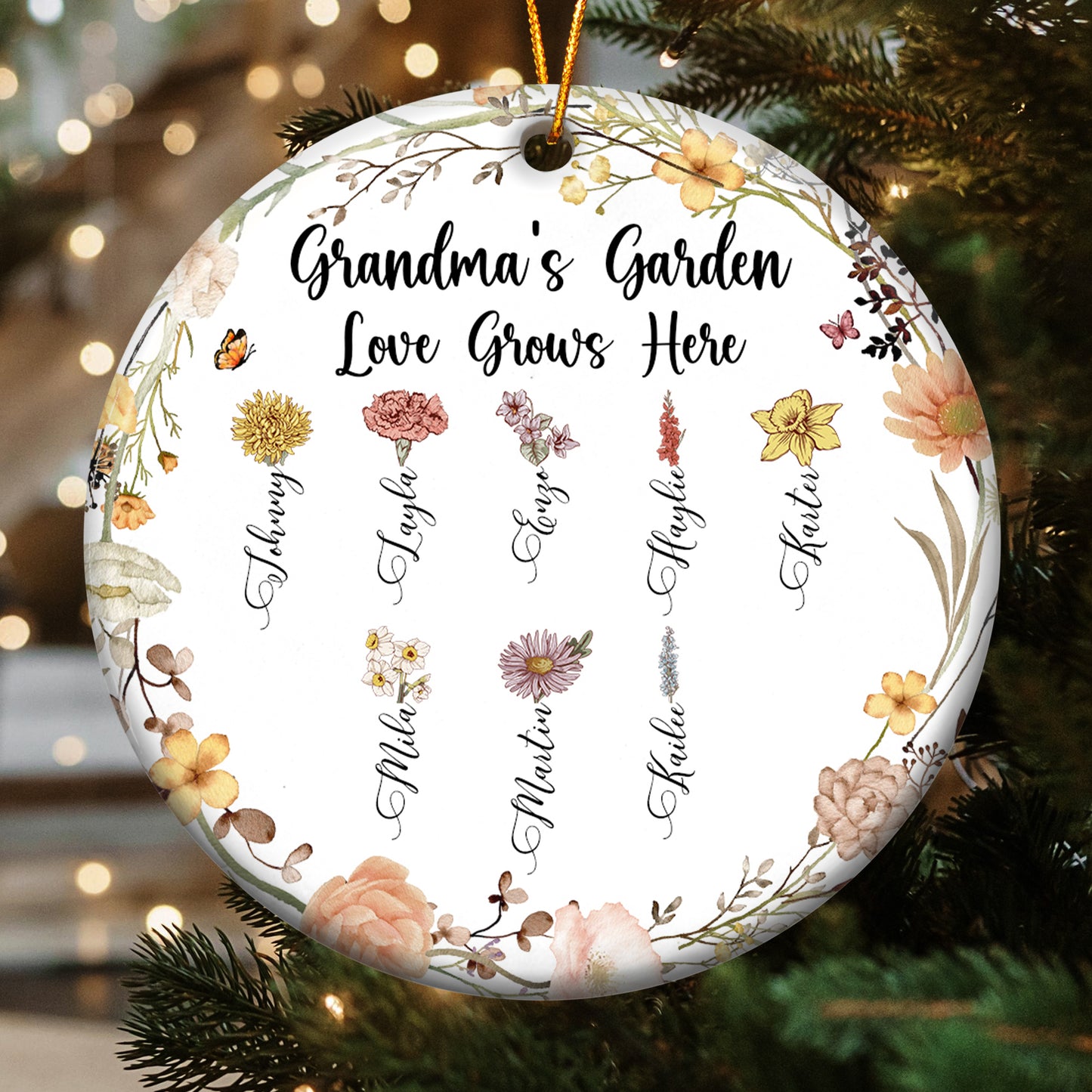 My Grandkids - Flower Version - Personalized Ceramic Ornament