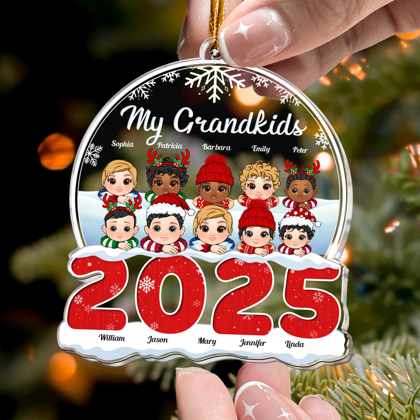 My Grandkids New - Personalized 2025 Shaped Acrylic Ornament