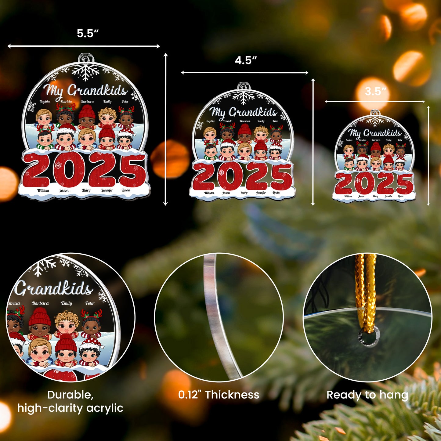 My Grandkids New - Personalized 2025 Shaped Acrylic Ornament
