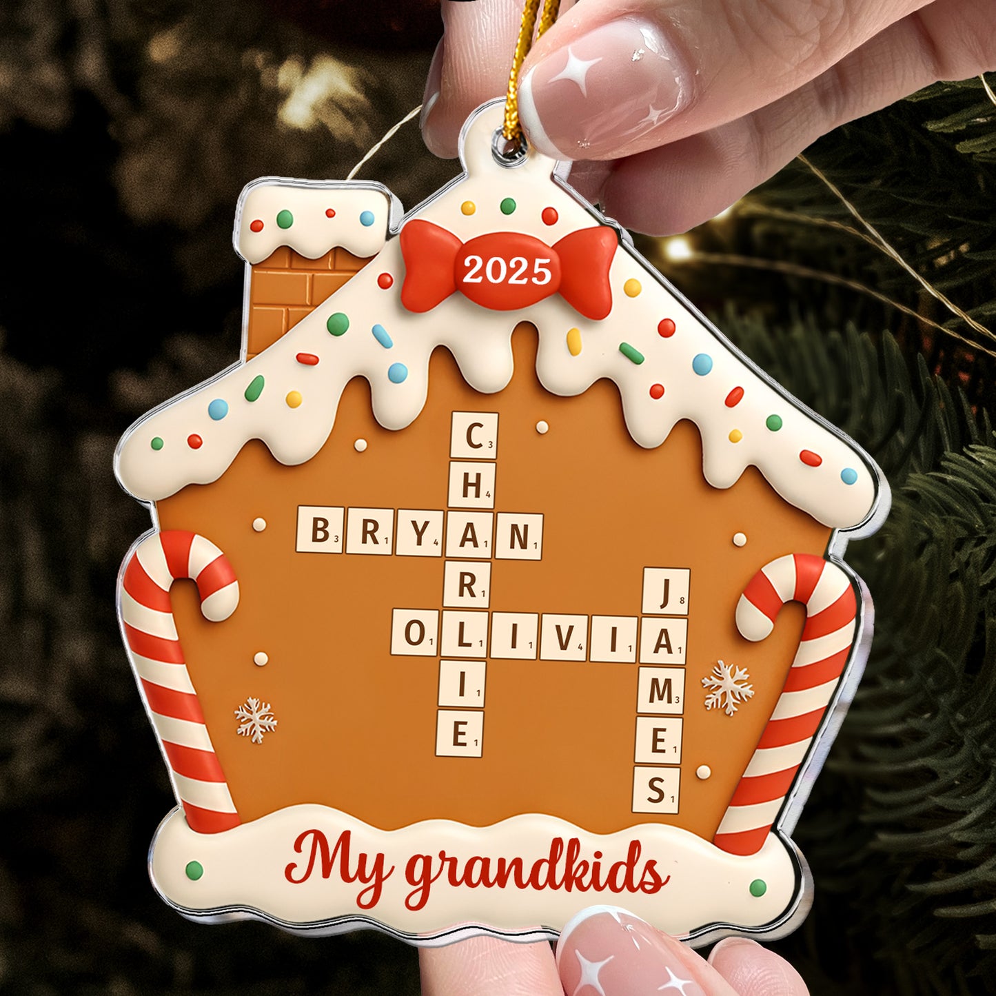 My Grandkids New Version Christmas Ornament - Personalized Acrylic Ornament