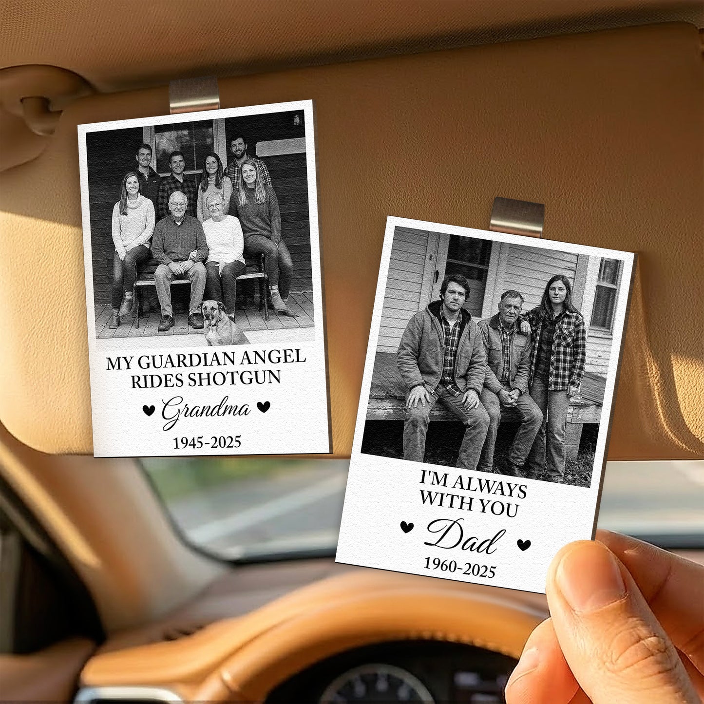 My Guardian Angel Rides Shotgun - Personalized Wooden Photo Car Visor Clip