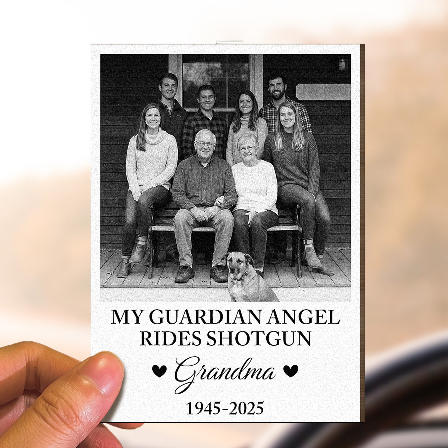 My Guardian Angel Rides Shotgun - Personalized Wooden Photo Car Visor Clip