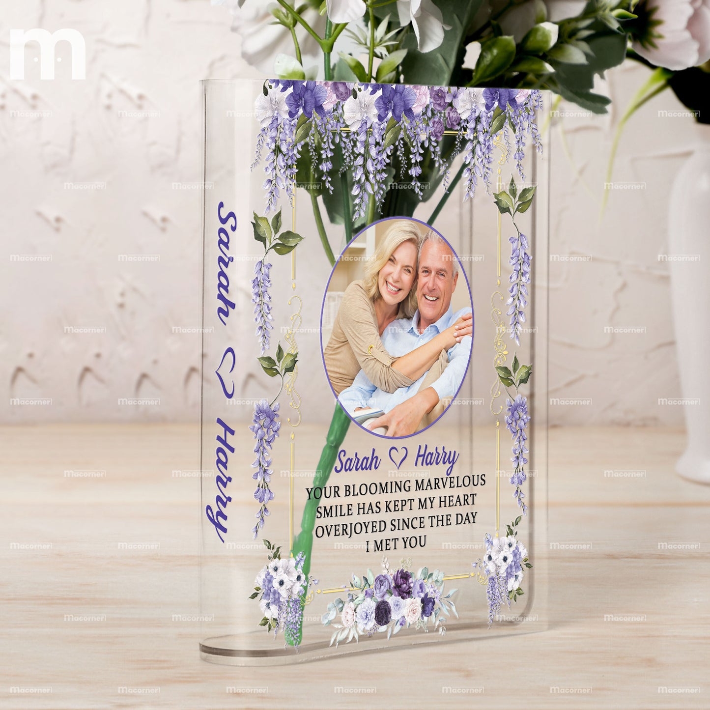 My Heart Overjoyed Since The Day I Met You - Personalized Photo Acrylic Book Vase