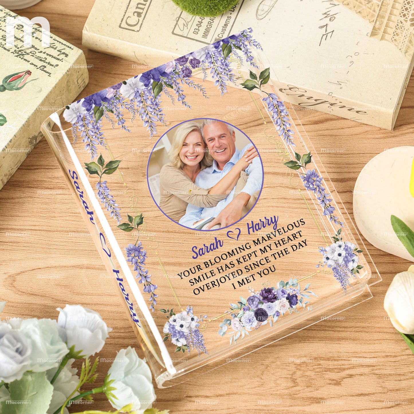 My Heart Overjoyed Since The Day I Met You - Personalized Photo Acrylic Book Vase