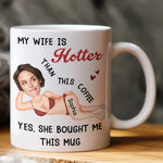 My Husband, Wife Is Hotter Than This Coffee - Personalized Photo Mug