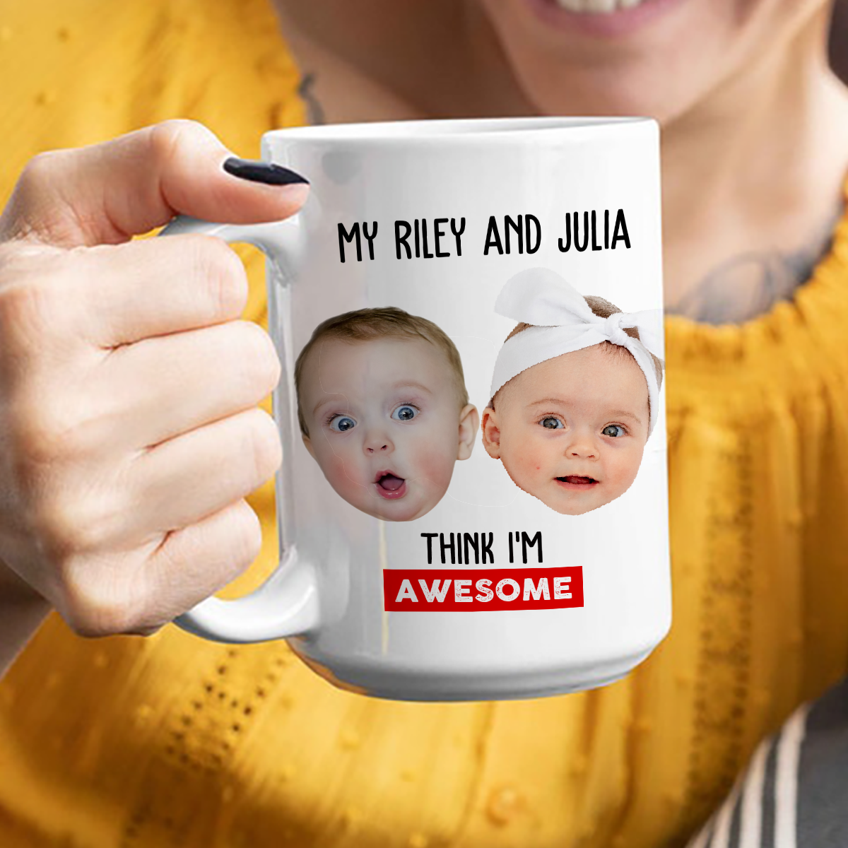 My Kid Thinks I Am Awesome - Personalized Photo Mug