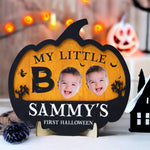 My Little Boo Baby First Halloween Pumpkin Shape - Personalized Photo Wooden Plaque