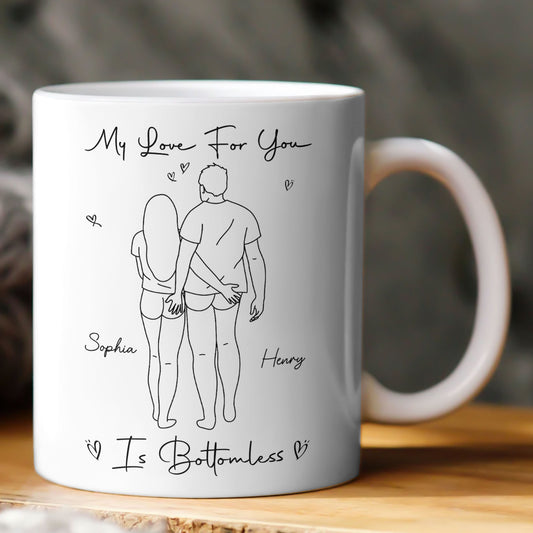 My Love For You Is Bottomless Lineart - Personalized Mug