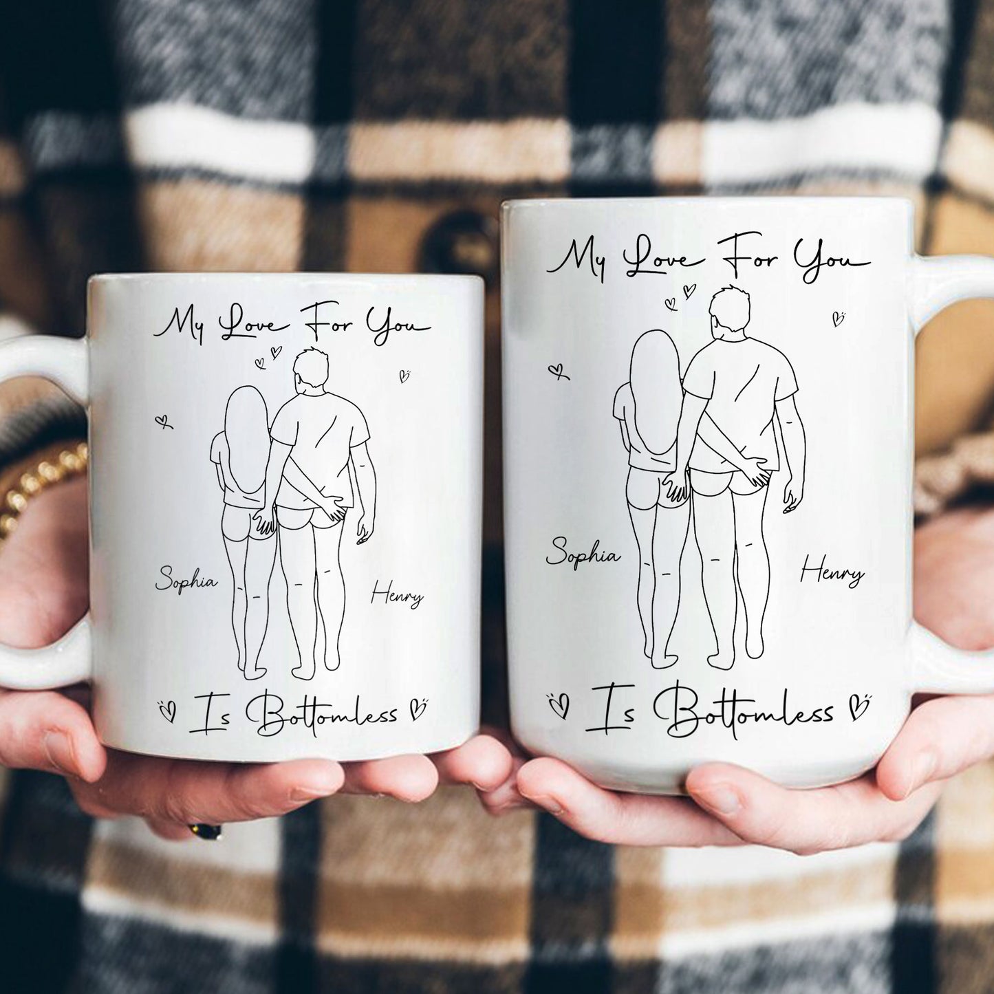 My Love For You Is Bottomless Lineart - Personalized Mug