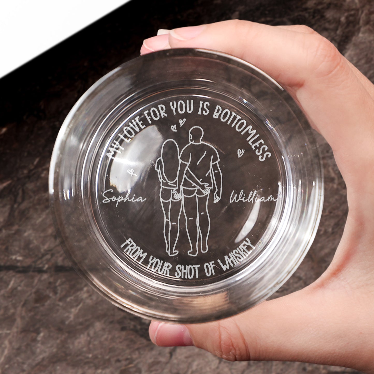 My Love For You Is Bottomless - Personalized Engraved Whiskey Glass