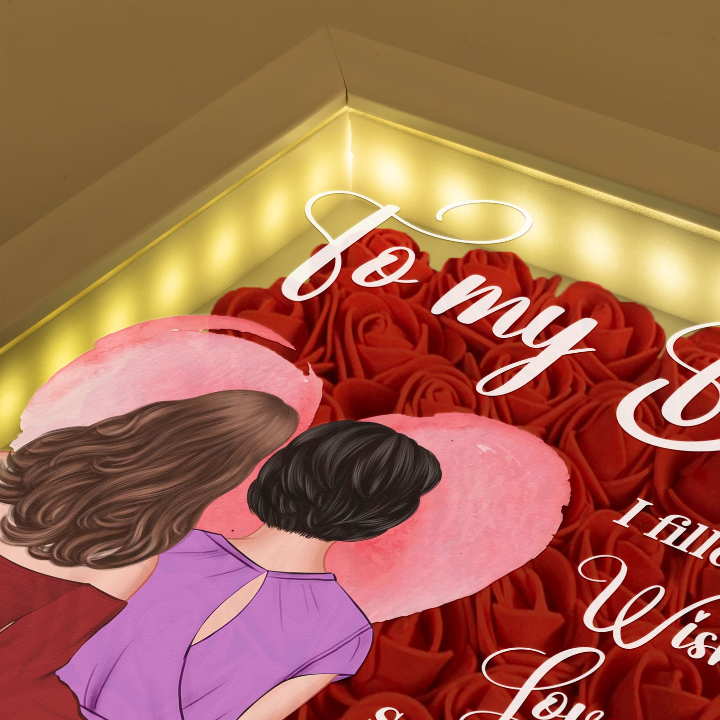 My Love For You Is Forever - Personalized Flower Shadow Box With LED Light